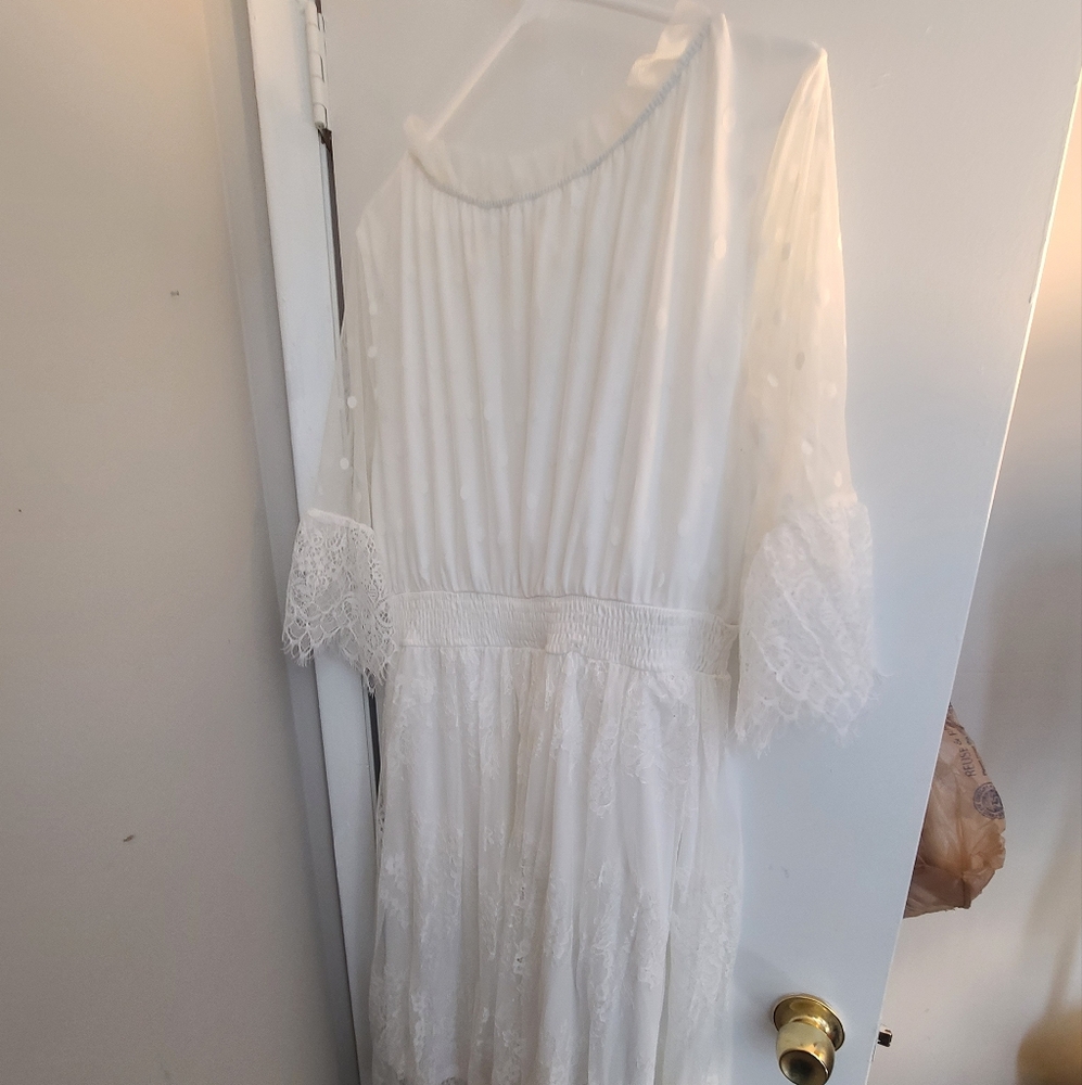 Elegant White Lace Dress Women's Plus Size Dress